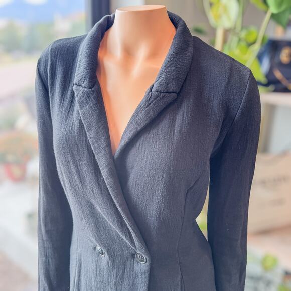 T by Alexander Wang Designer Black Faux Open Back Wrap Blazer Women's Medium - Picture 4 of 13